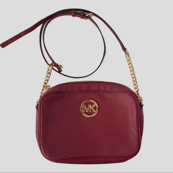 Michael Kors Fulton Red Leather Small Boxy Cross Body Bag ($168) - Picture 1 of 8